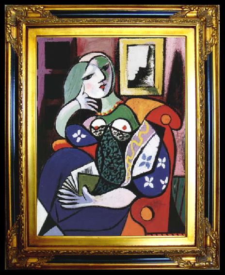 framed  pablo picasso Woman with Book (mk04), Ta015-2